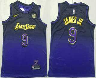 Mens Los Angeles Lakers #9 Bronny James Jr Purple 2024 City Edition Swingman Sponsor Stitched Jersey